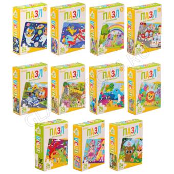 ОРИГАМИ Пазл 24 детали Мультфильмы, картон, 18х13см, 8-16 дизайнов