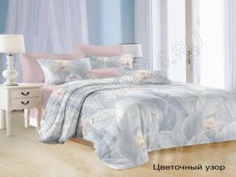 КПБ 1,5сп Satin collection Микросатин Цветочный узор Под143*215+Пр145*215+Нав(70*70)