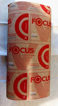 Полотенца бумажные листовые FOCUS V-сложение , 2сл, 200л., 23*23/15шт