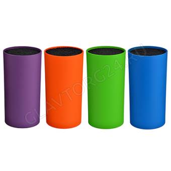 Подставка для ножей с полипропиленовыми разделителями, 11х22см, круглая, 4 цвета