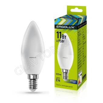 Лампа светодиодная Ergolux LED-C35-11W-E14-6K Свеча 11Вт E14 6500K 172-265В