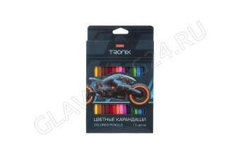 Карандаши  18цв Tronix/трехгранные/карт.короб. с европодвесом Хатбер