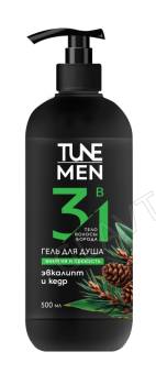 TUNE® MEN Гель для душа 3 в 1 для тела, лица и волос Питание и увлажнение (Энергия и свежес)  500 мл
