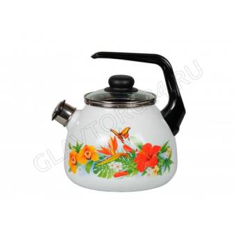 Чайник эмалир. сферич. 3,0л со свист. Ассорти 1RC12 РАСПРОДАЖА