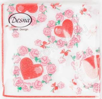 Салфетки Desna (Десна) Design однослойные 24*24 Сердечки 40шт