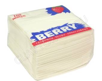 Салфетки 100 листов бум. белые Berry 1сл 23*23см/28