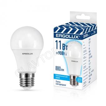 Лампа светод. Ergolux LED-A60-11W-E27-4K (ЛОН 11Вт Е27 4500К 220-240В, ПРОМО)