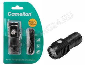 Фонарик Camelion LED29358 (фонарь аккум. 3,7В, черный, 3 LED, 3 Вт, 5 реж., Type - C, блист.)