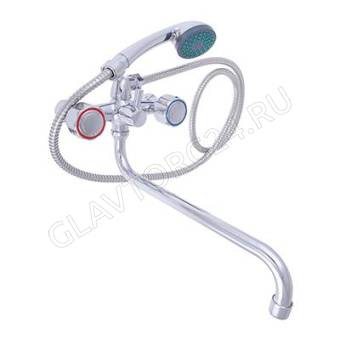 Смеситель Quartz ECO (Н0006) для ванны, дл. излив, керам. кран-буксы 1/2", хром ДУБЛЬ
