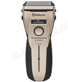 Бритва SAKURA SA-5407G сеточная 3 головки аккумулятор сухое, влажное бритье черно-золотой