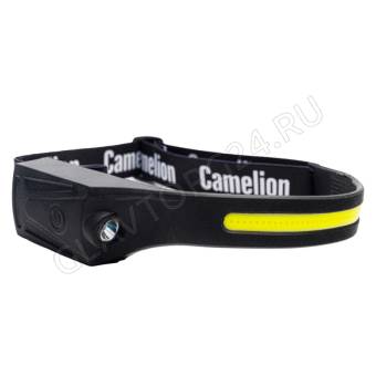 Фонарик Camelion LED5383 (налобн, черный, лента  каучук. COB+LED, 4 реж, 3XAAA, пласт, рез, сэндвич)