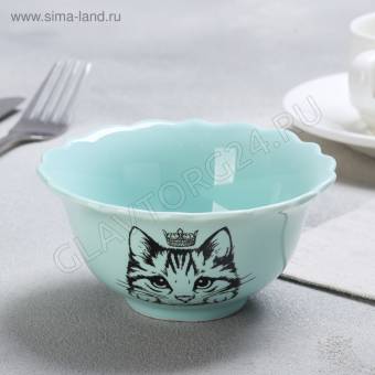 Миска классический стиль "Кошка", голубая, 12 см   4437563