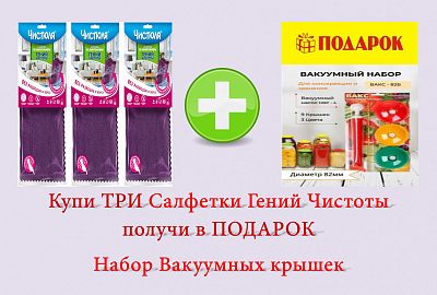 Купи ТРИ Салфетки Гений Чистоты и получи ПОДАРОК