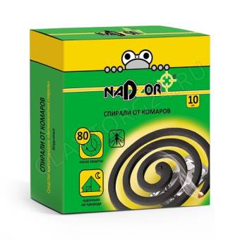Спирали от комаров малодымные без запаха черные 10 штук в упаковке NADZOR