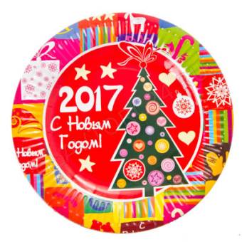 СНОУ БУМ С Новым Годом Набор бумажных тарелок 6шт, d18см, арт 03-02