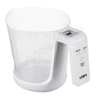 Весы кухонные электронные кувшин LEBEN 268-048 5кг белый