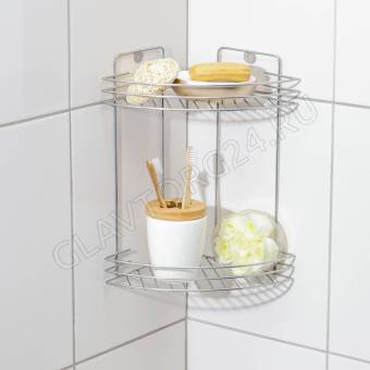 Полка для ванной угловая 2-х ярусная, 19*19*30см, цвет хром 6827804