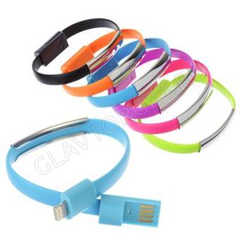 Кабель USB штекер-Lightning штекер FORZA Браслет ПВХ 1А микс
