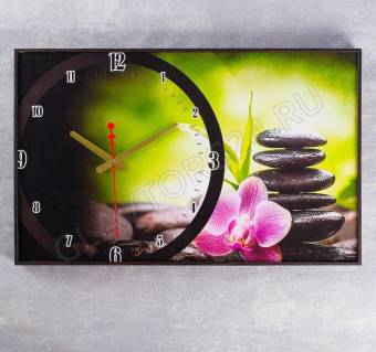 Часы настенные TIMEBOX Цветок на камнях прямоугольные 57*35*4см 