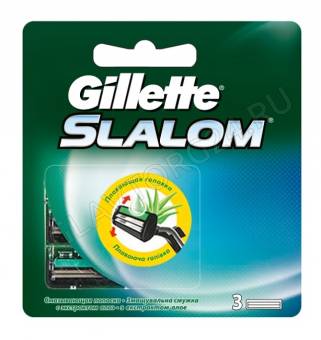 Gillette Slalom Кассеты мужские 3шт 2 лезвия с увлаж полосой 