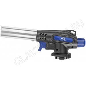 Горелка газовая на цанговый баллон, пласт.корпус, с пьезоподжигом, вращение 360°, сопло 22 мм