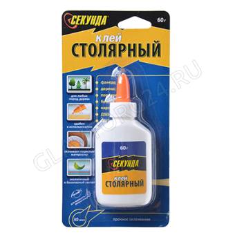 Клей столярный "Секунда" 60г, на индивидуальном блистере, 403-073