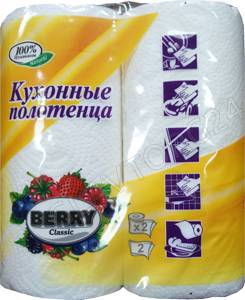 Полотенце бумажные Berry 2шт/14 2сл белое Classik 