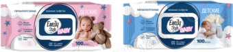 Emily Style влажные салфетки ДЕТСКИЕ гипоаллергенные с крышкой 0+* роз/гол 100шт/14