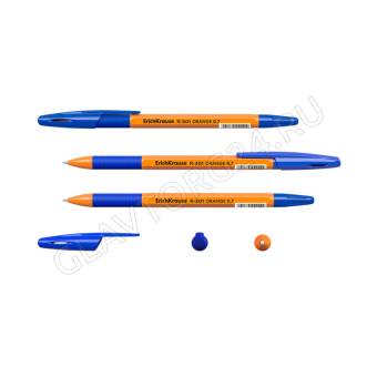 Ручка шар ErichKrause R-301 Orange Stick&Grip синяя  с резин. держателем/50 