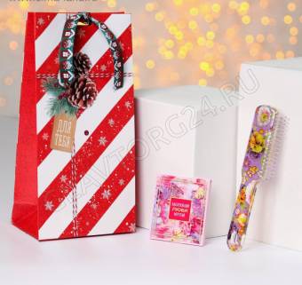 Набор ПОДАРОЧНЫЙ "FOR YOU" 2пр (зеркало + расч. массаж) 13*25(±1)см ПАКЕТ   5276393