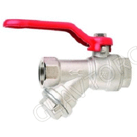 Кран шаровый 1/2" В/В с косым фильтром длинная ручка