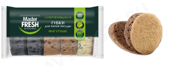 Мастер Фреш Губки для мытья посуды фигурные (ОВАЛ), 5 штук