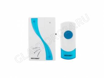 Звонок беспроводной REXANT RX-2 36 мелодий 1 кнопка бело-синий