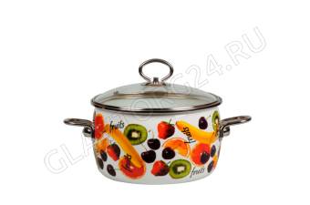 Кастрюля эмалир. сферич. 4,0л белосн. Fruits 1SC205S