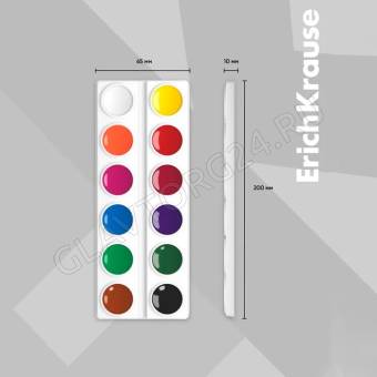 Акварель 12цв пластик БЕЗ крышки ErichKrause Basic light pack в прозрач упак с подв 6973182