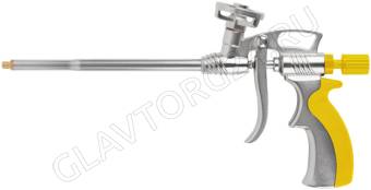 Пистолет для монтажной пены, алюминиевый корпус, прорезиненная ручка/14283