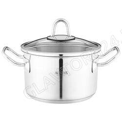 КАСТРЮЛЯ 1,8Л AGNESS 16*10СМ НЕРЖ. СТАЛЬ 18/10 СО СТЕКЛ.КРЫШКОЙ/4 арт. 916-450