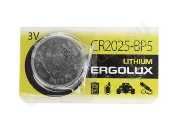 Ergolux CR2025 BL-5 (CR2025-BP5, бат-ка литиевая,3V)
