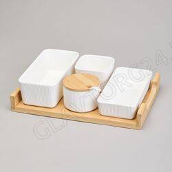 НАБОР СЕРВИРОВОЧНЫЙ LEFARD "NATIVE" 4 ПР. НА ПОДСТАВКЕ/2 арт. 761-136