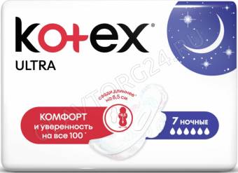 KOTEX прокладки  Ultra НОЧНЫЕ Dry&Soft сеточка 7шт 6кап/16/10