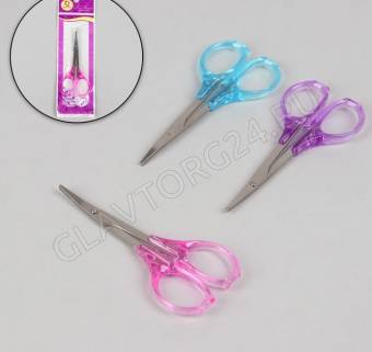 Ножницы маникюр узкие загнутые 9*4см серебр пластик кольца МИКС пакет QF 1498409