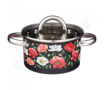 КАСТРЮЛЯ 1,8Л AGNESS СО СТЕКЛ. КР. НЕРЖ.СТАЛЬ 16*9СМ МАКИ/6 арт. 916-305