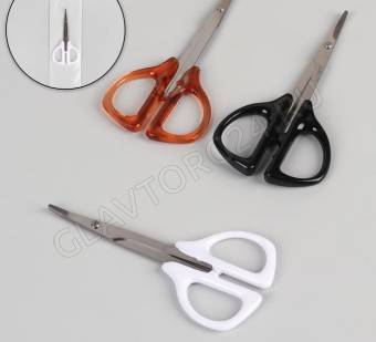 Ножницы маникюр пластик кольца узкие загнутые 9*4см серебр  МИКС пакет QF 4290462