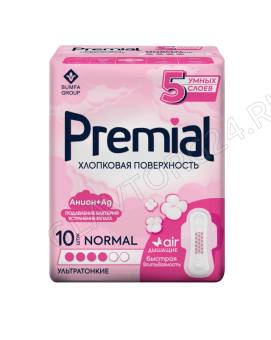 PREMIAL Прокладки с крылышками NORMAL WINGS ХЛОПКОВАЯ ПОВЕРХНОСТЬ 1/10/24