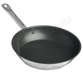 Сковорода 24см б/кр а/п [общепит] корп. 0,6мм индук.дно, ТРС 3,5мм, покрытие Xylan арт. КТ-ОБ-СА-2/4