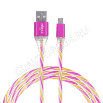 Кабель USB штекер-MicroUSB штекер FORZA Конфетти 1м прорезиненный 1,5А микс