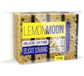 Губки д/посуды 96х64х33 4шт РЕТИКУЛИРОВАННЫЕ LEMON MOON ТВИСТ (72)