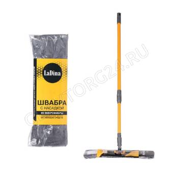 Швабра плоская с насадкой из микрофибры (желт.+сер.) арт. 300001-1/30