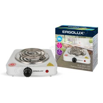 Плита электрическая 1 конфорка ERGOLUX ELX-EP01-C01 спираль 1000Вт белый 
