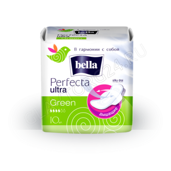 Белла Перфекта ULTRA green (зеленая) прокладки 10шт (BE-013-RW10-201)-279 4кап /36